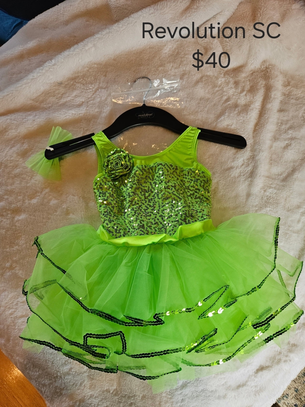 Revolution Neon Lime Green Sequin Tutu Dress